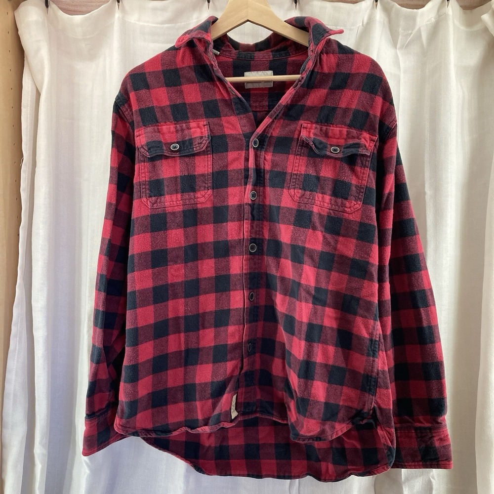Jachs Flannel Shirt Mens‎ M Red Plaid Long Sleeve Button Up Classic